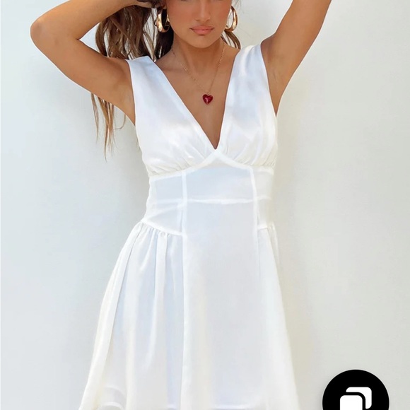 Princess Polly White V-Neck Mini Dress - Picture 2 of 3